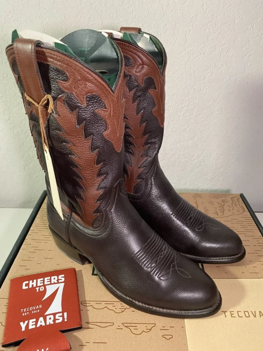 Tecovas Birthday Boot VII Limited Ed. Western Cowboy Boots Dark Chocolate Deer - Picture 2 of 16
